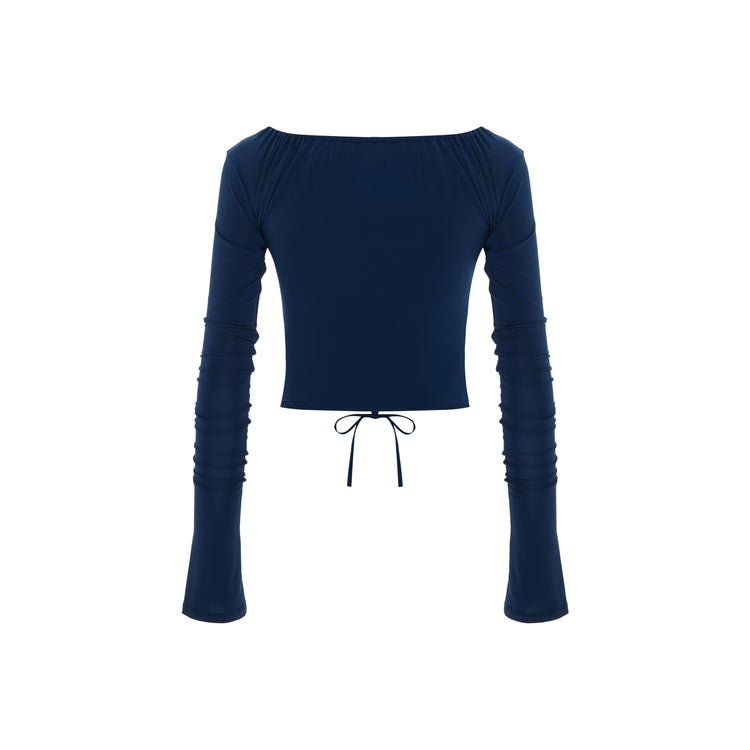 Gathered Top In Celestial Navy