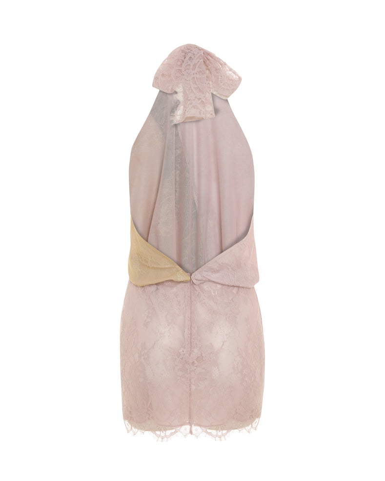 Halter Neck Mini Dress In Dusty Rose