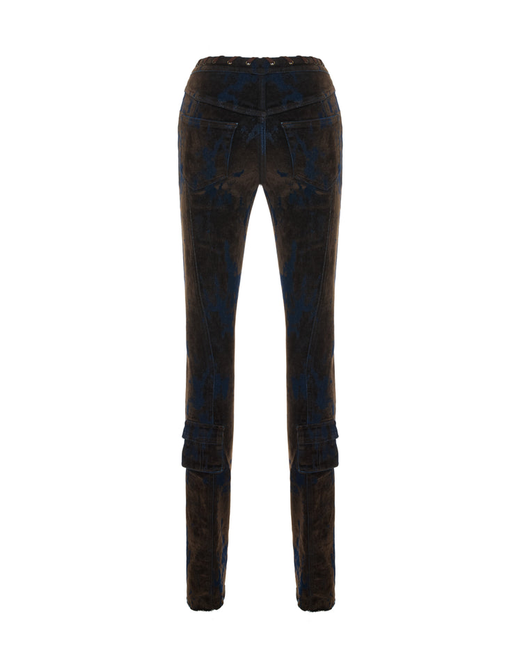 Printed Denim Flare Jeans