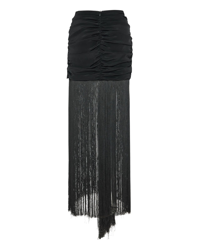 Mystique Silk Wrap Mini Skirt with Fringe Detail