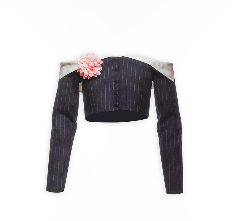 Pinstriped Off Shoulder Lady Jacket