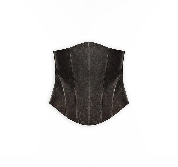 Distressed Effect Super Skinny Leather Corset