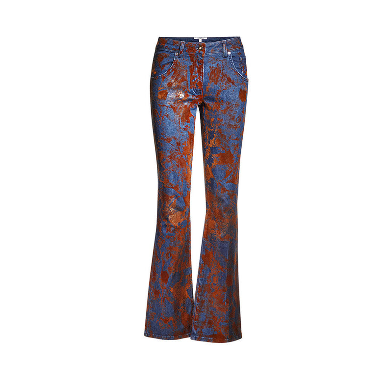 Denim Jeans With Flocked Foil Coating - Low Rise