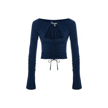 Gathered Top In Celestial Navy