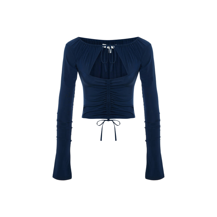 Gathered Top In Celestial Navy
