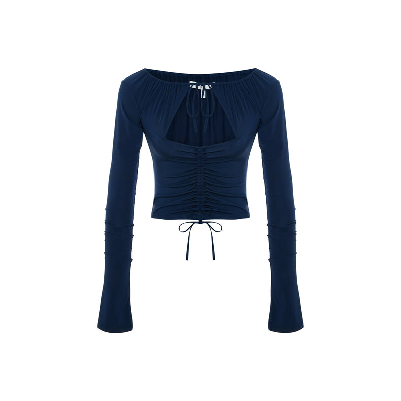 Gathered Top In Celestial Navy