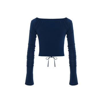 Gathered Top In Celestial Navy