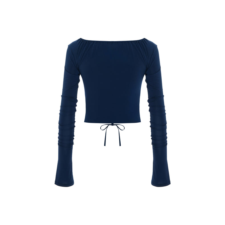 Gathered Top In Celestial Navy
