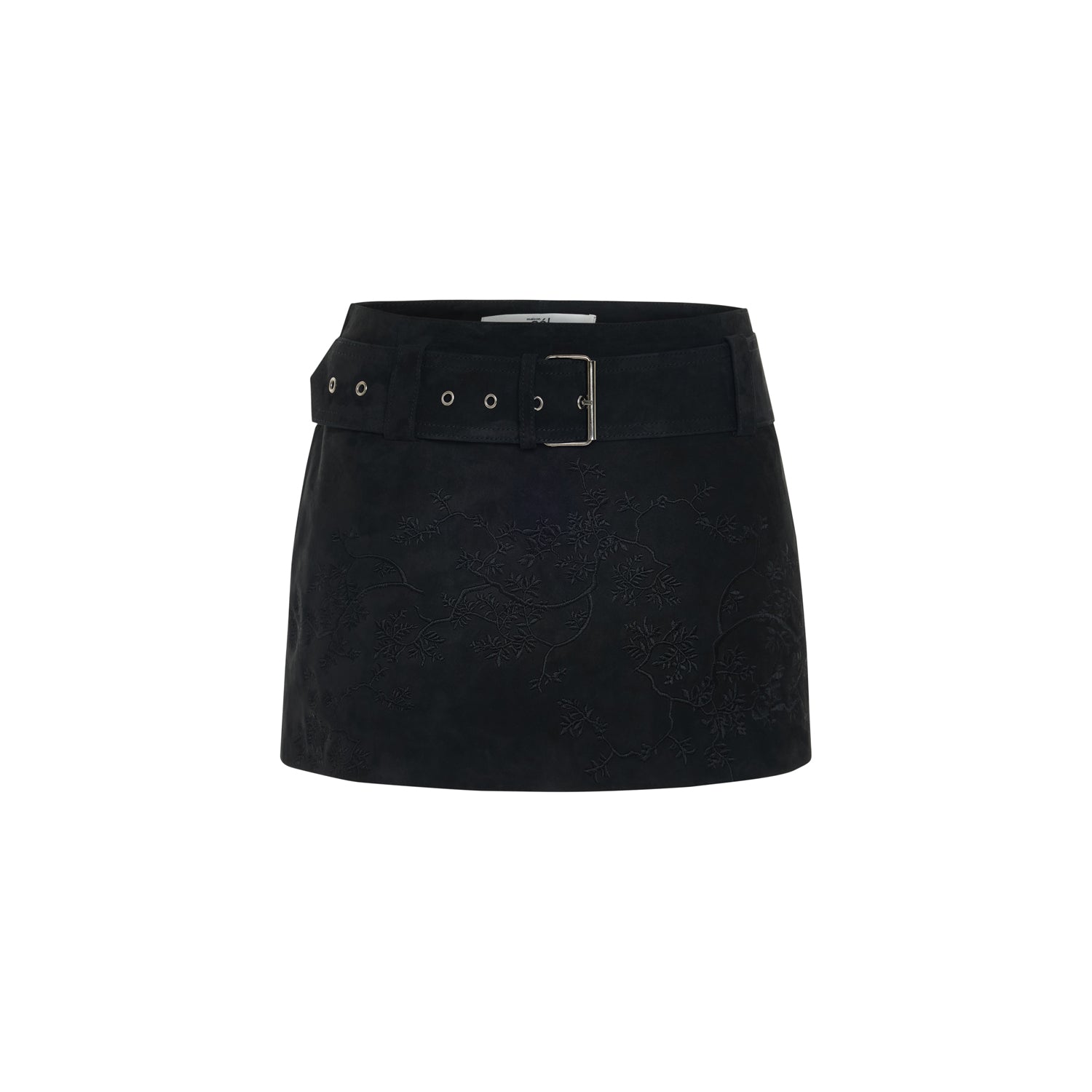 Embroidered Mini Suede Skirt