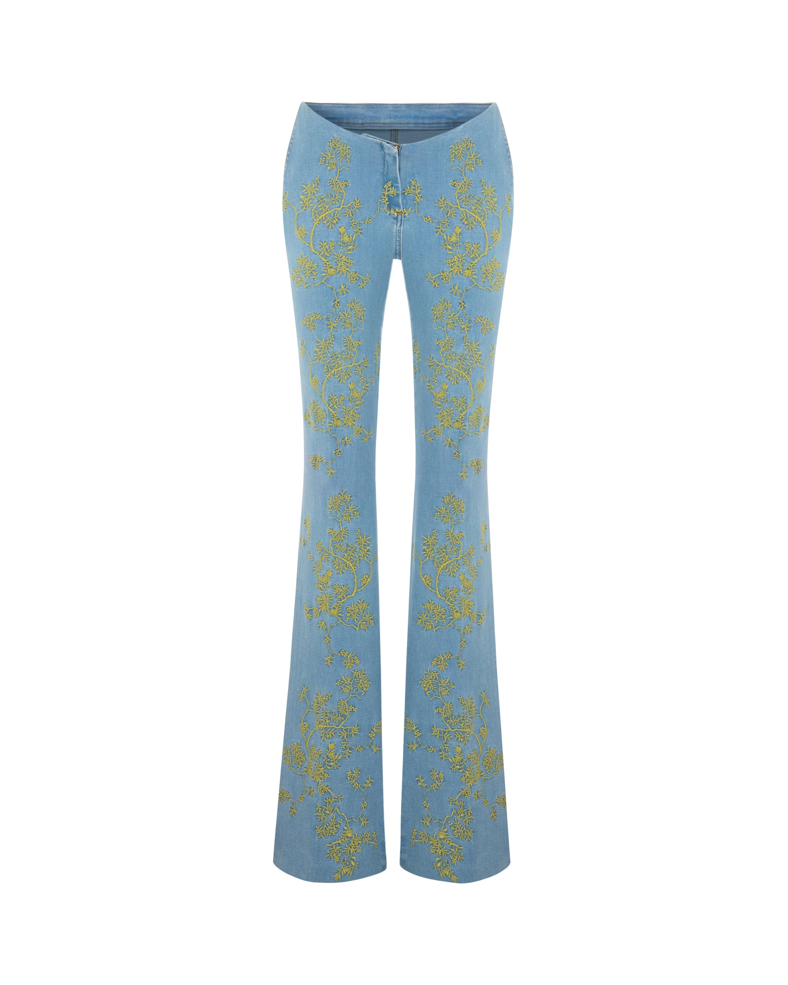 Embroidered Flare Denim Pants