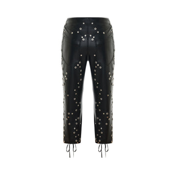 Riko Studded Leather Capri Pants