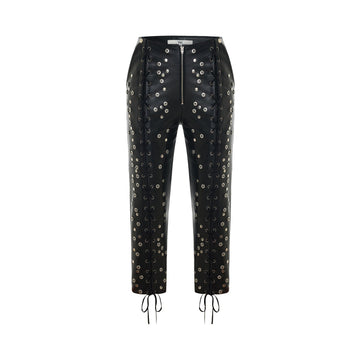 Riko Studded Leather Capri Pants