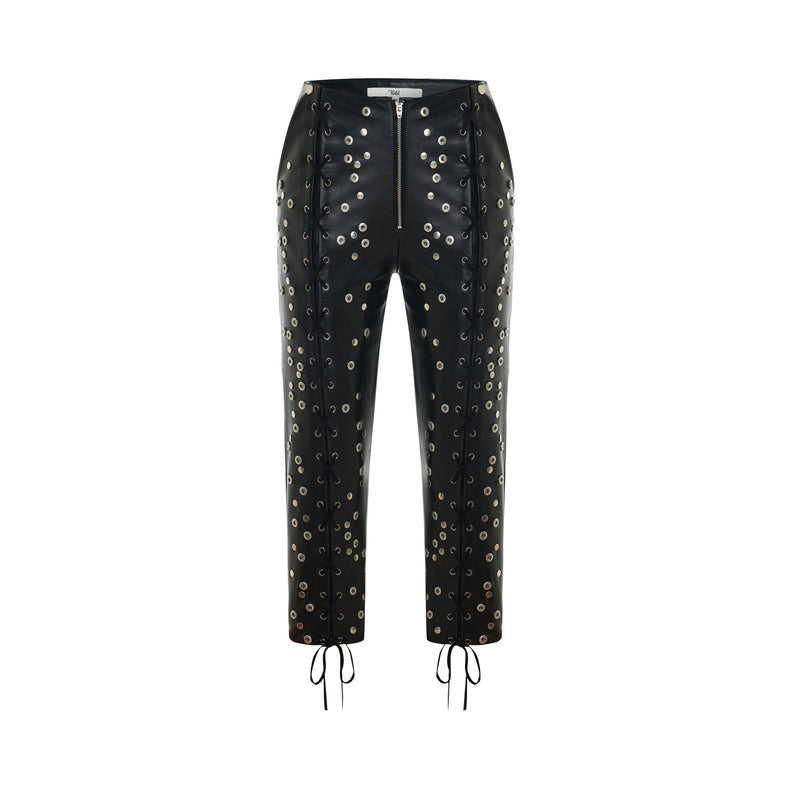 Riko Studded Leather Capri Pants