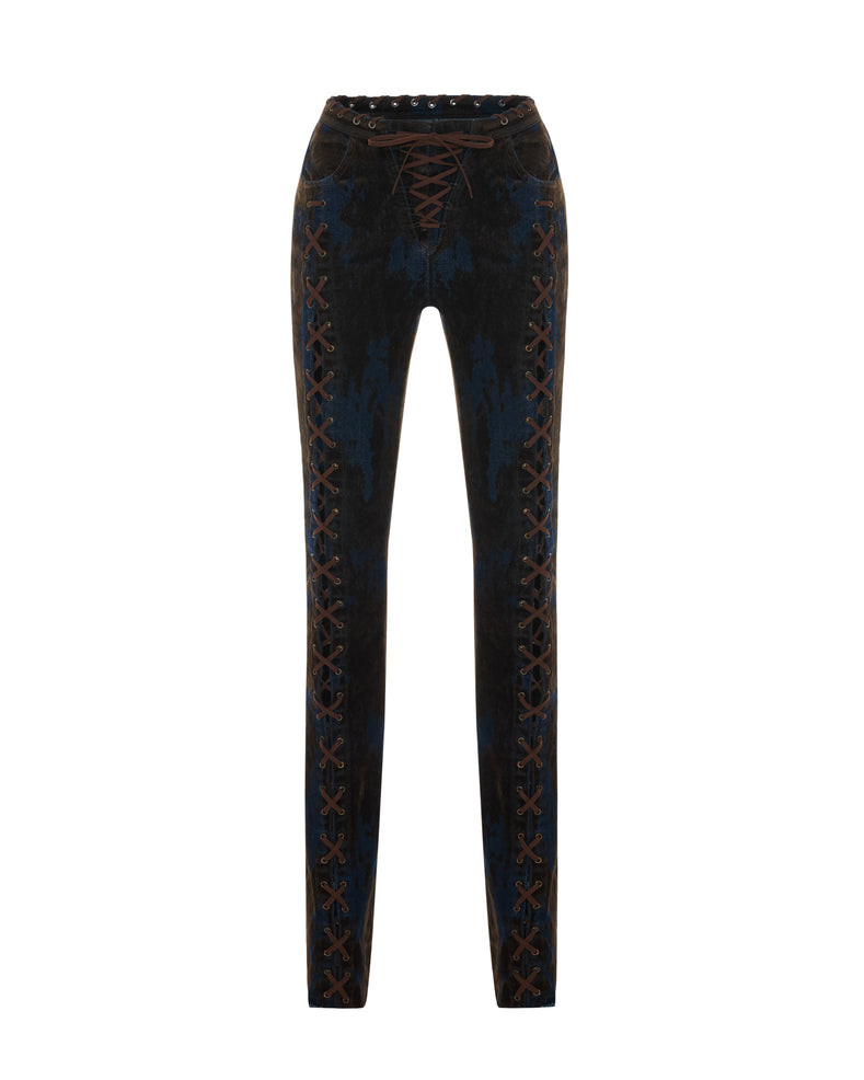 Printed Denim Flare Jeans
