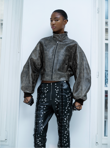 Riko Studded Leather Capri Pants