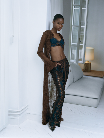 Printed Denim Flare Jeans