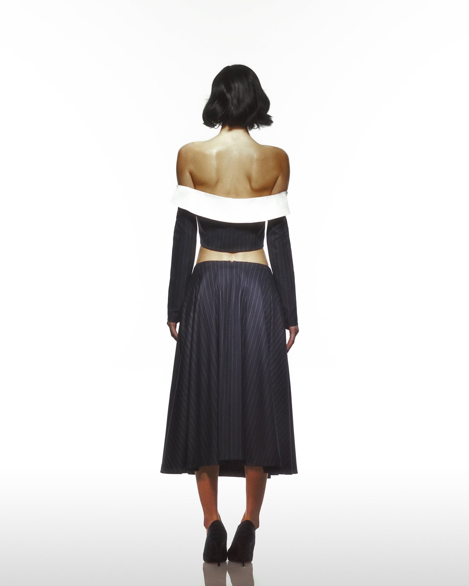Pinstriped Off Shoulder Lady Jacket