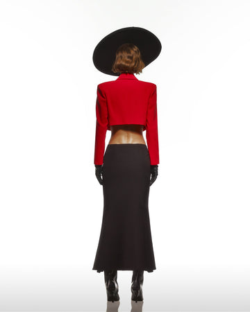 Woven Shoulder Padded Cropped Jacket
