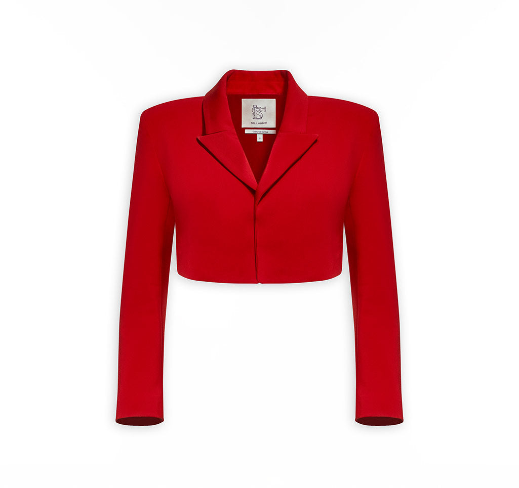 Woven Shoulder Padded Cropped Jacket