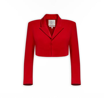 Woven Shoulder Padded Cropped Jacket
