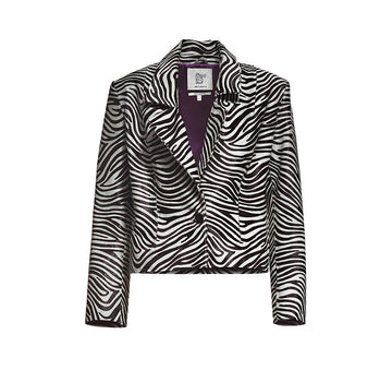 Zebra Print Pony Hair Blazer Jacket