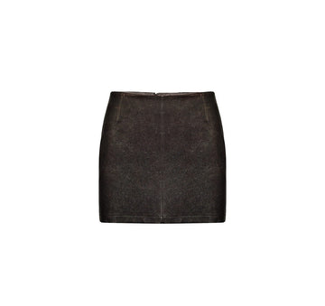 Distressed  Effect Super Mini  Leather Skirt