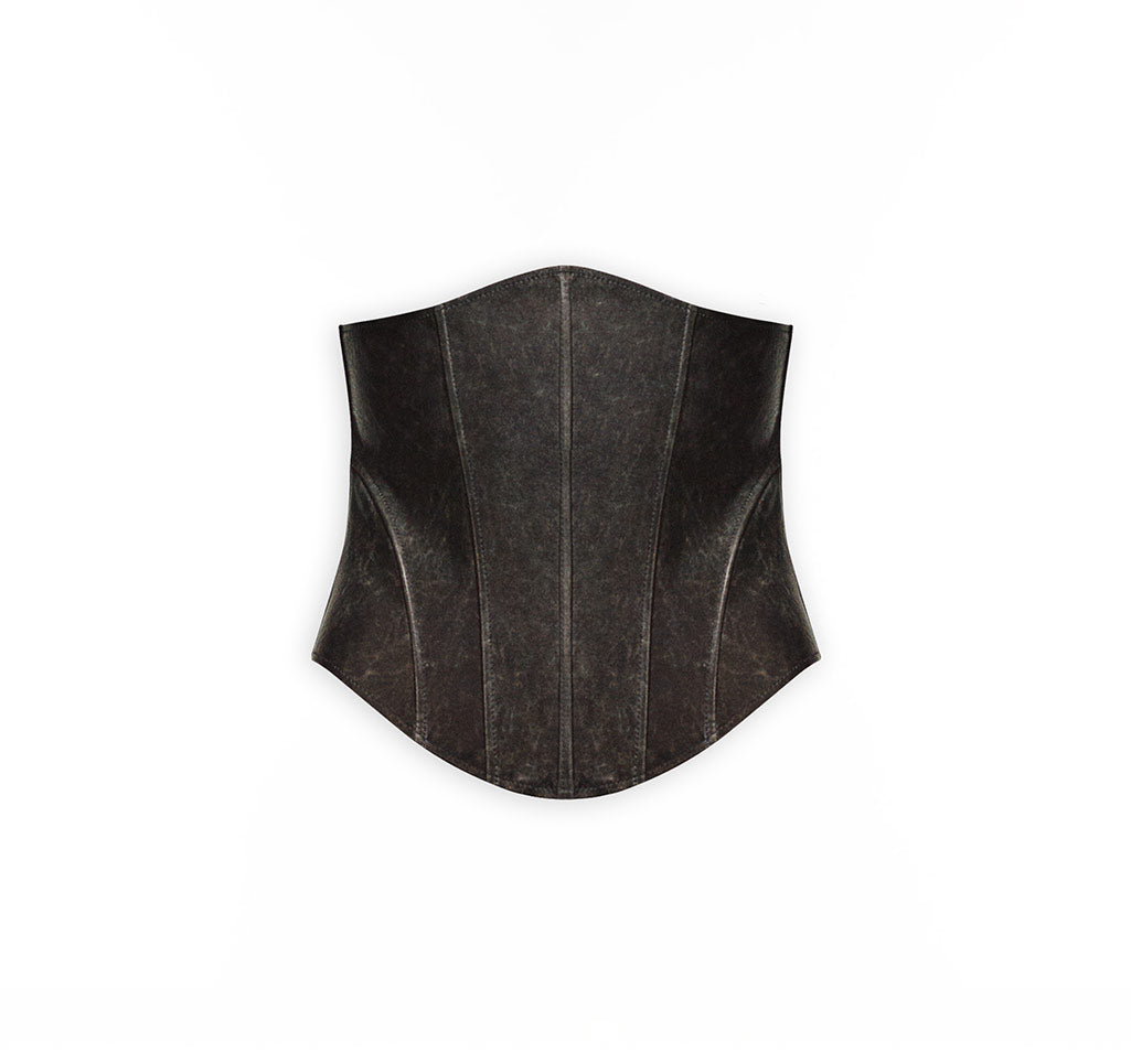 Distressed  Effect Super Skinny Leather Corset