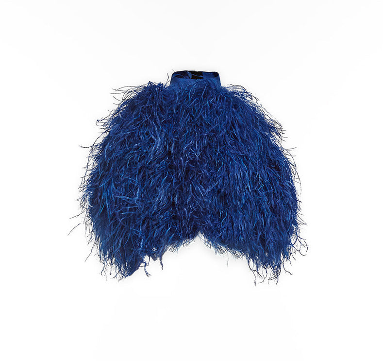 Ostrich Feathered Halter Croptop