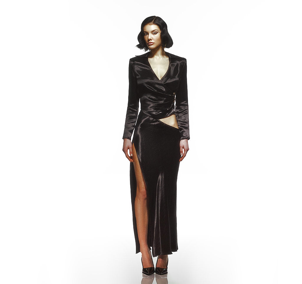 Cutout Shiny Fabric Skirt