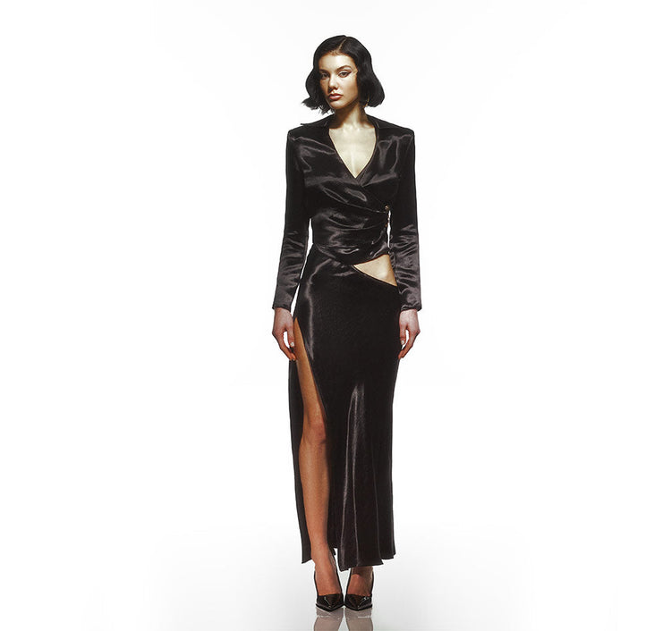 Cutout Shiny Fabric Skirt