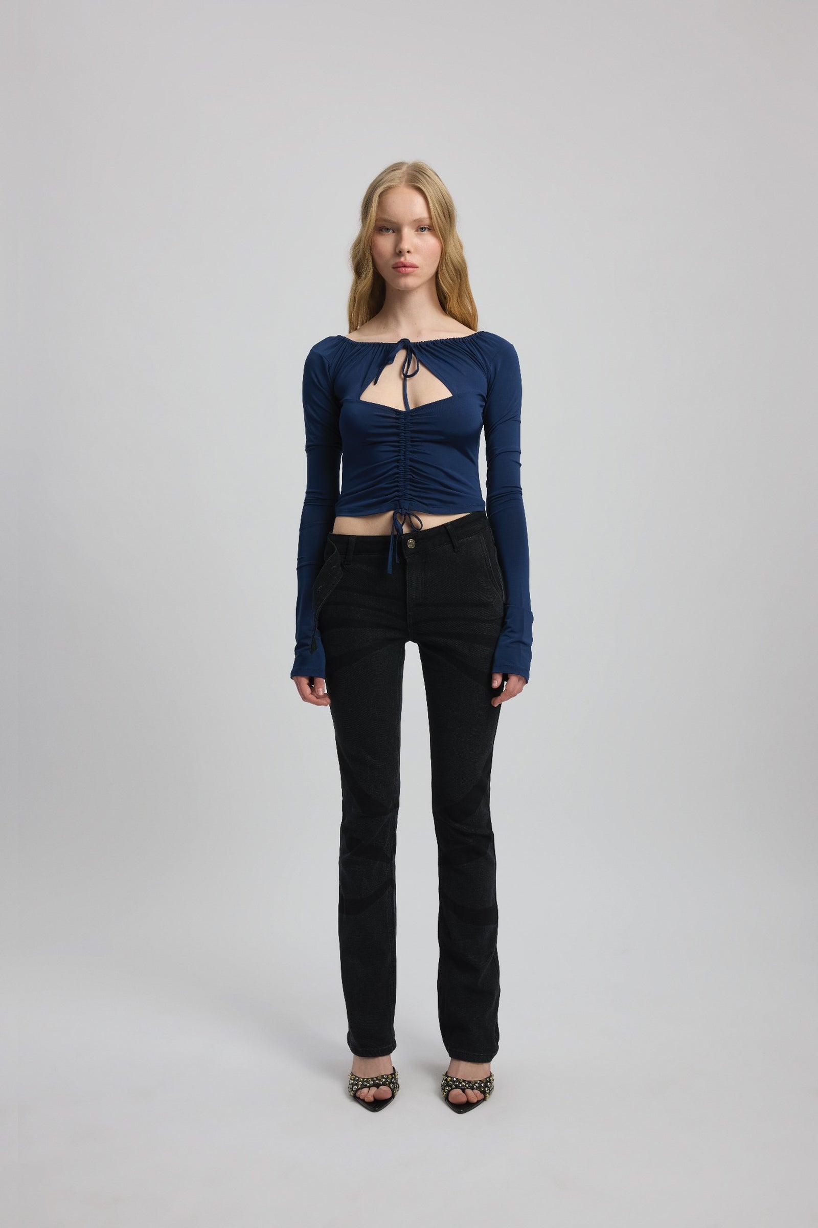 Gathered Top In Celestial Navy