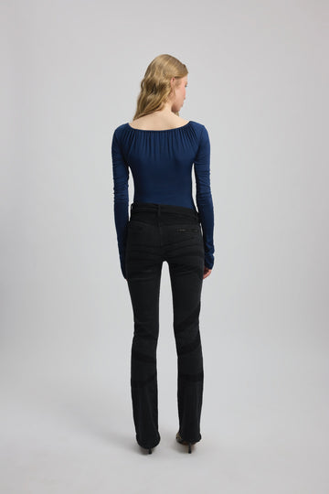 Gathered Top In Celestial Navy